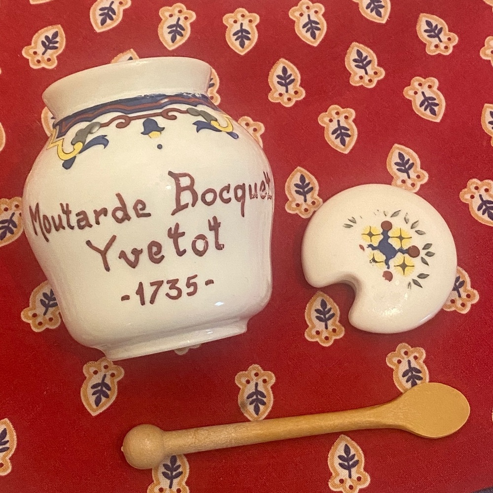 VTG I 1970s-1980s I Bocquet Porcelain Lidded Mustard Pot + Spoon